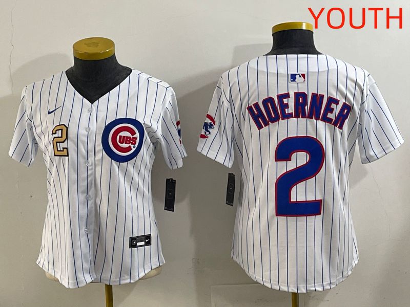 Youth 2025 Chicago Cubs 2 Hoerner White Stripe Game Nike MLB Jersey style 6